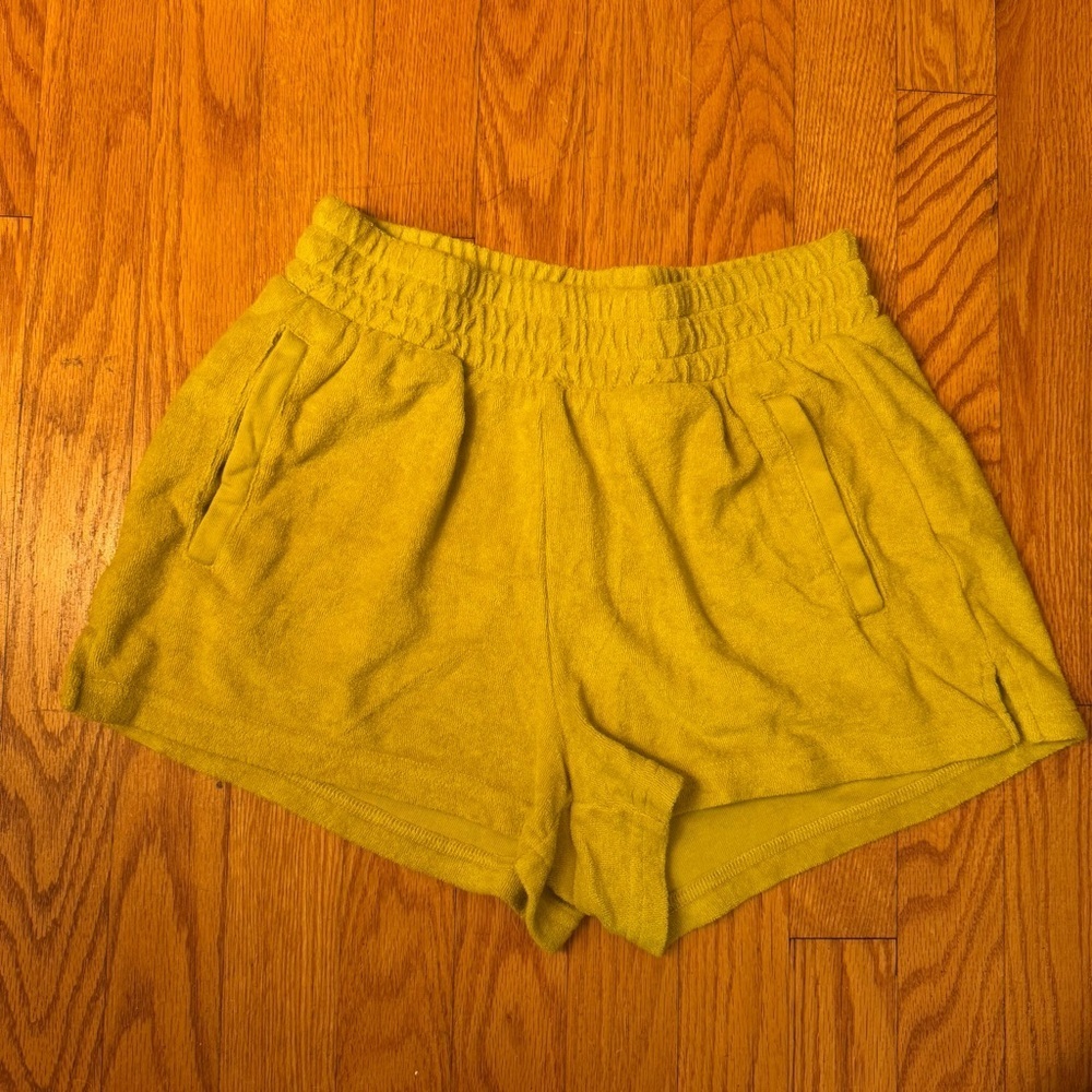Offline by Aerie Terry Cloth Shorts Bright Yellow Pockets Size XS - Picture 2 of 9